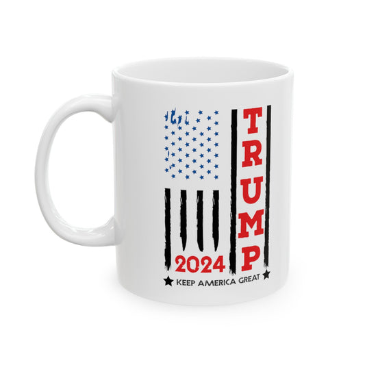 Trump 2024 Take America Back Flag - Ceramic Mug (White, 11oz) - American Apostle - 11oz