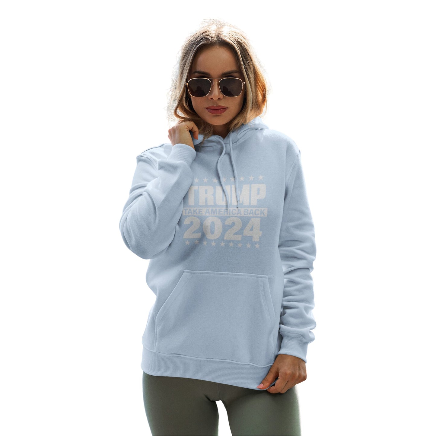 Trump 2024 Take America Back II - Unisex Hooded Sweatshirt - American Apostle - Light Blue