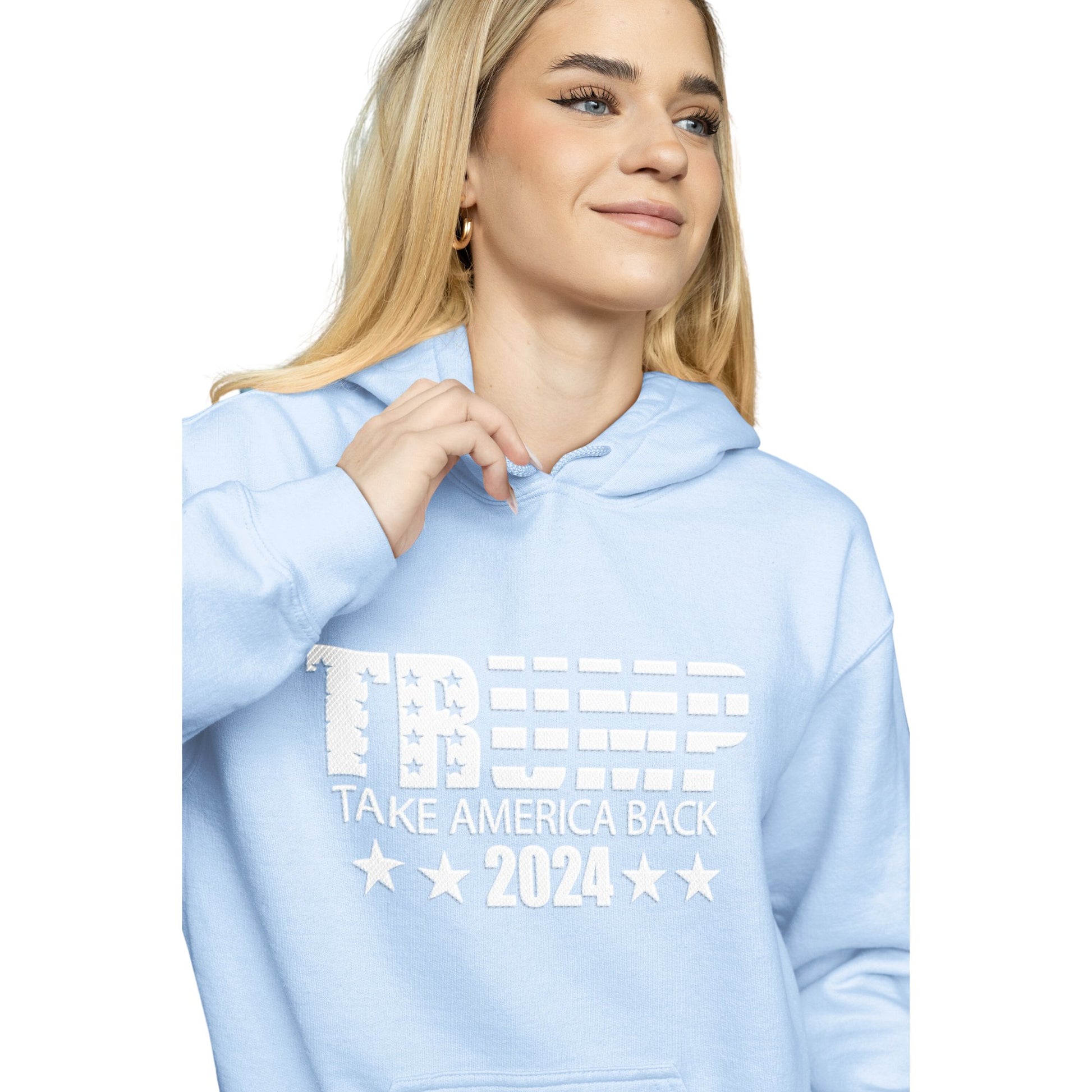 Trump 2024 Take America Back III - Unisex Hooded Sweatshirt - American Apostle - Light Blue