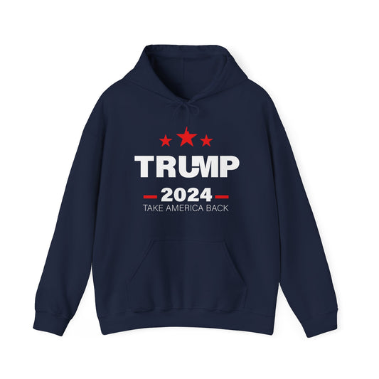 Trump 2024 Take America Back - Unisex Hooded Sweatshirt - American Apostle - Navy