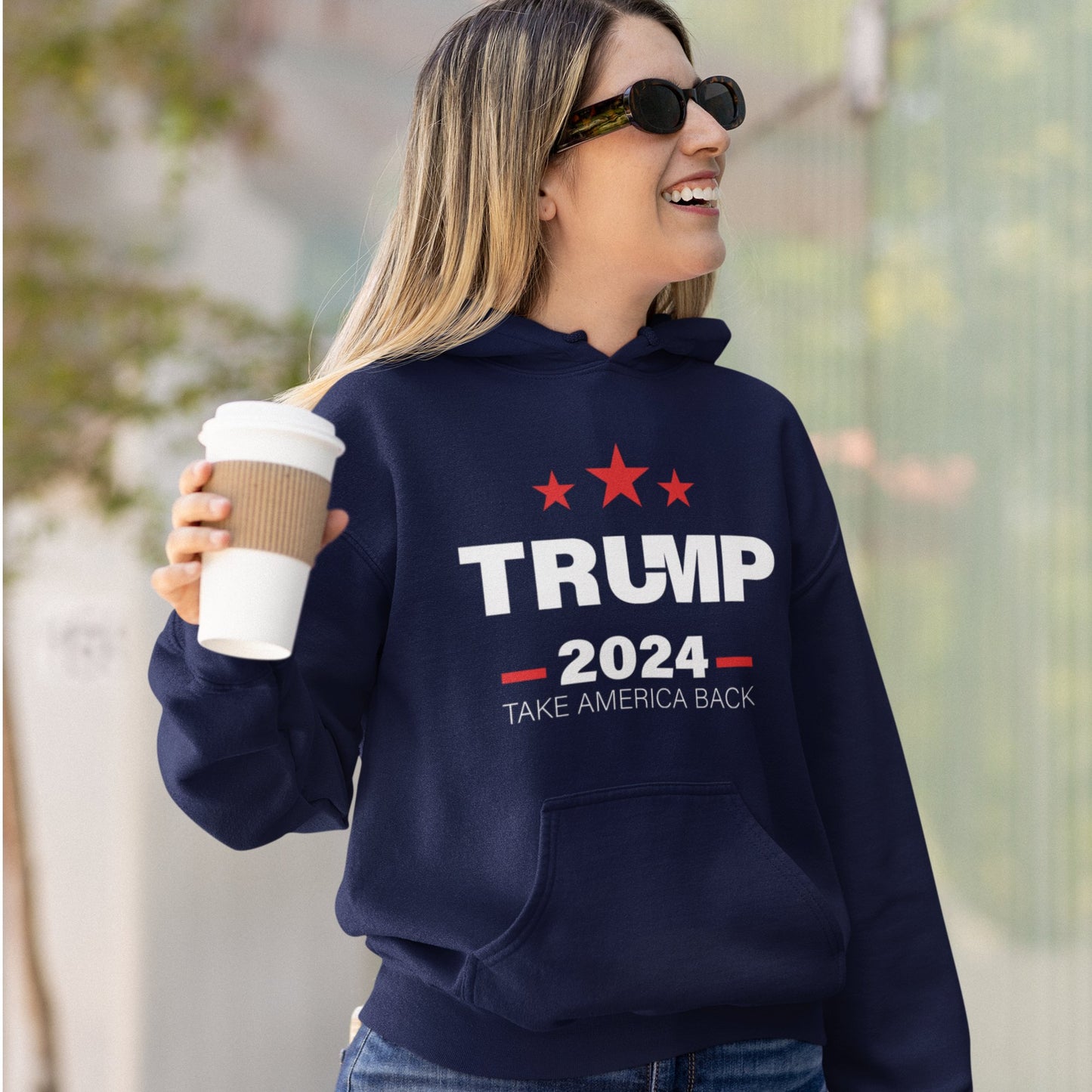 Trump 2024 Take America Back - Unisex Hooded Sweatshirt - American Apostle - Navy