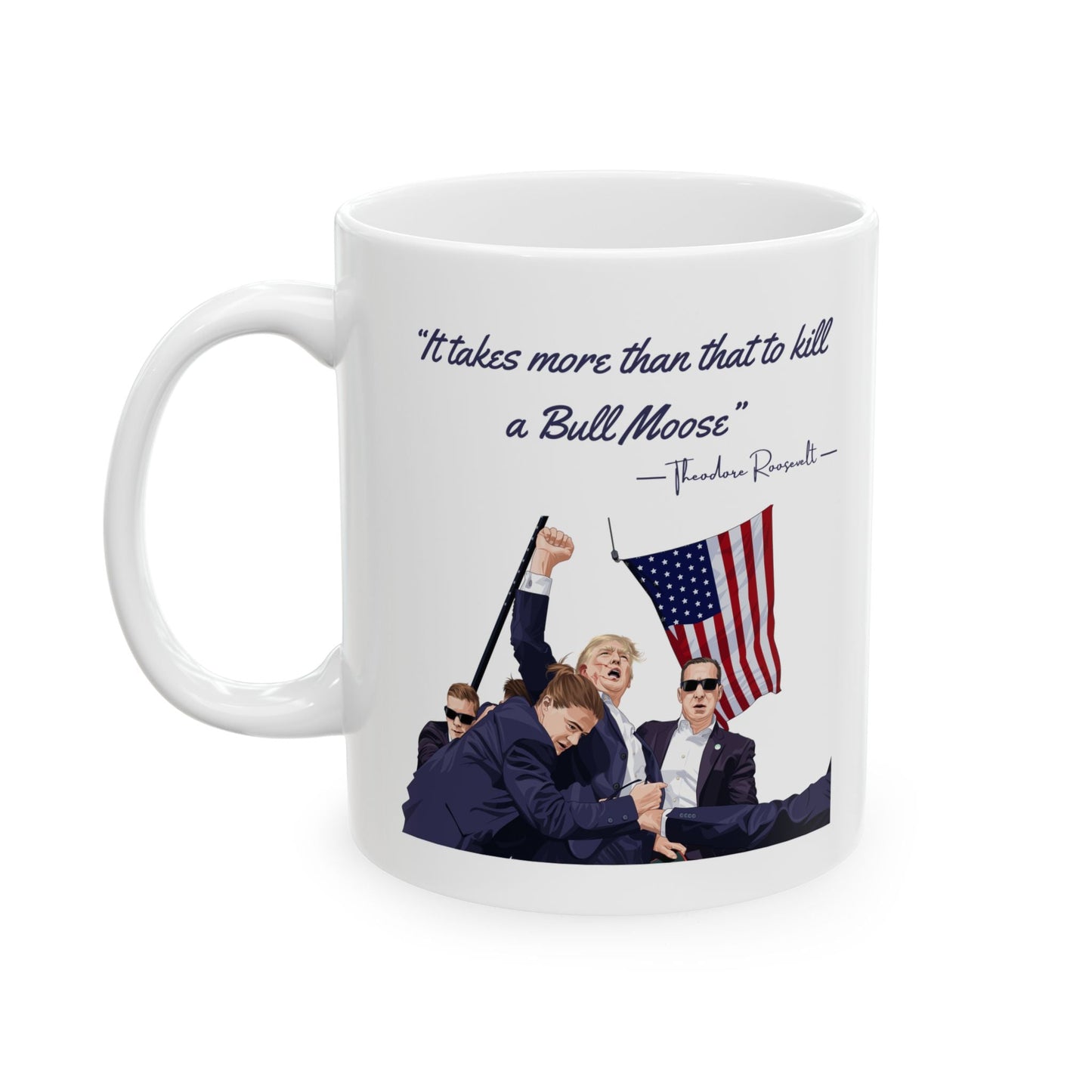 Trump Bull Moose - Ceramic Mug (White, 11oz) - American Apostle - 11oz