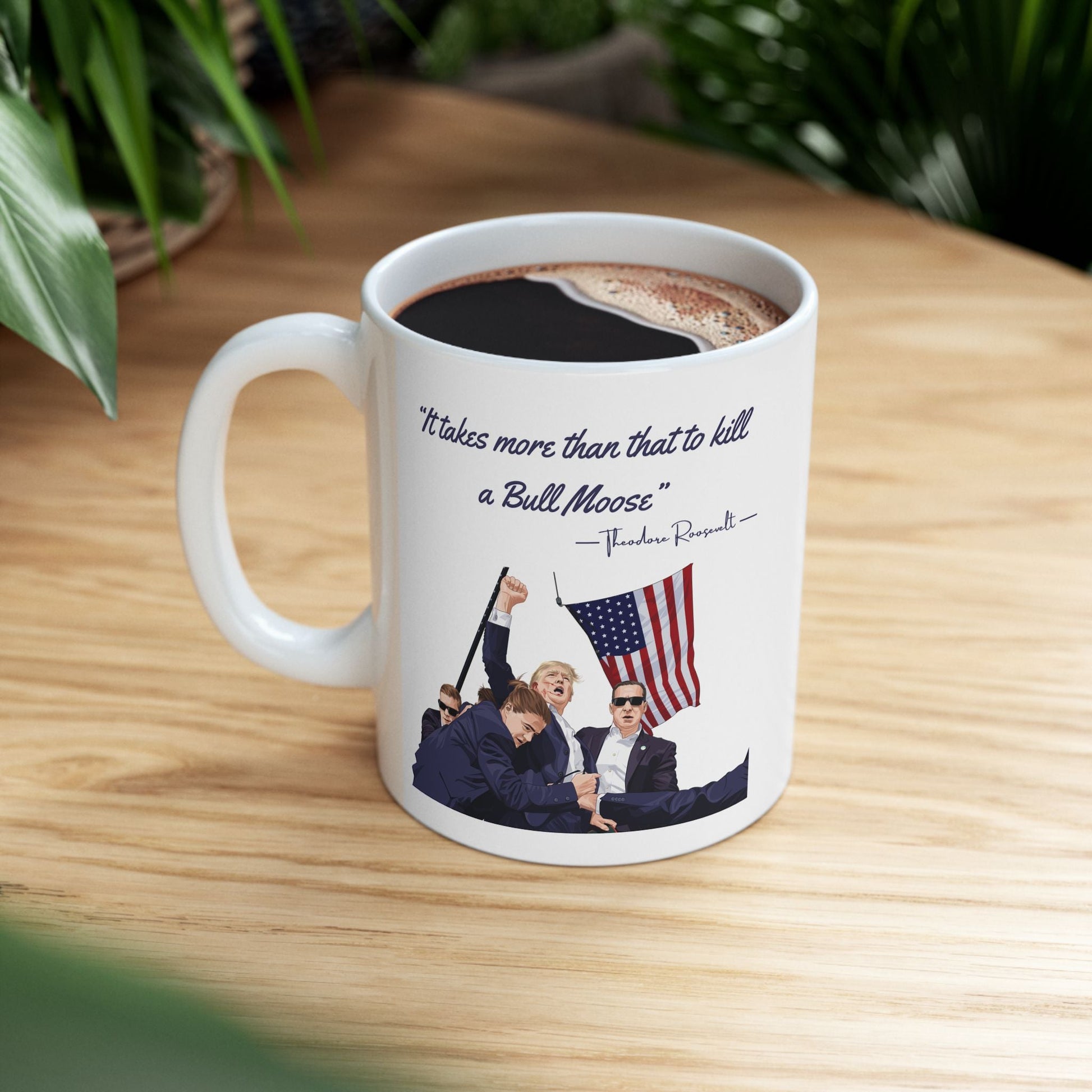 Trump Bull Moose - Ceramic Mug (White, 11oz) - American Apostle - 11oz