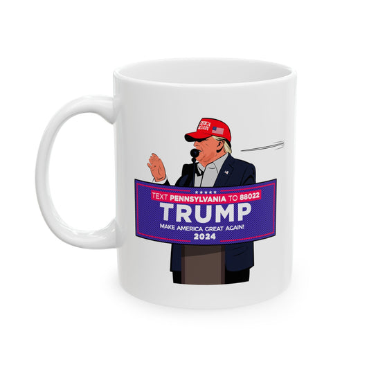 Trump Bullet Dodger [Pop Art] - Ceramic Mug (White, 11oz) - American Apostle - 11oz