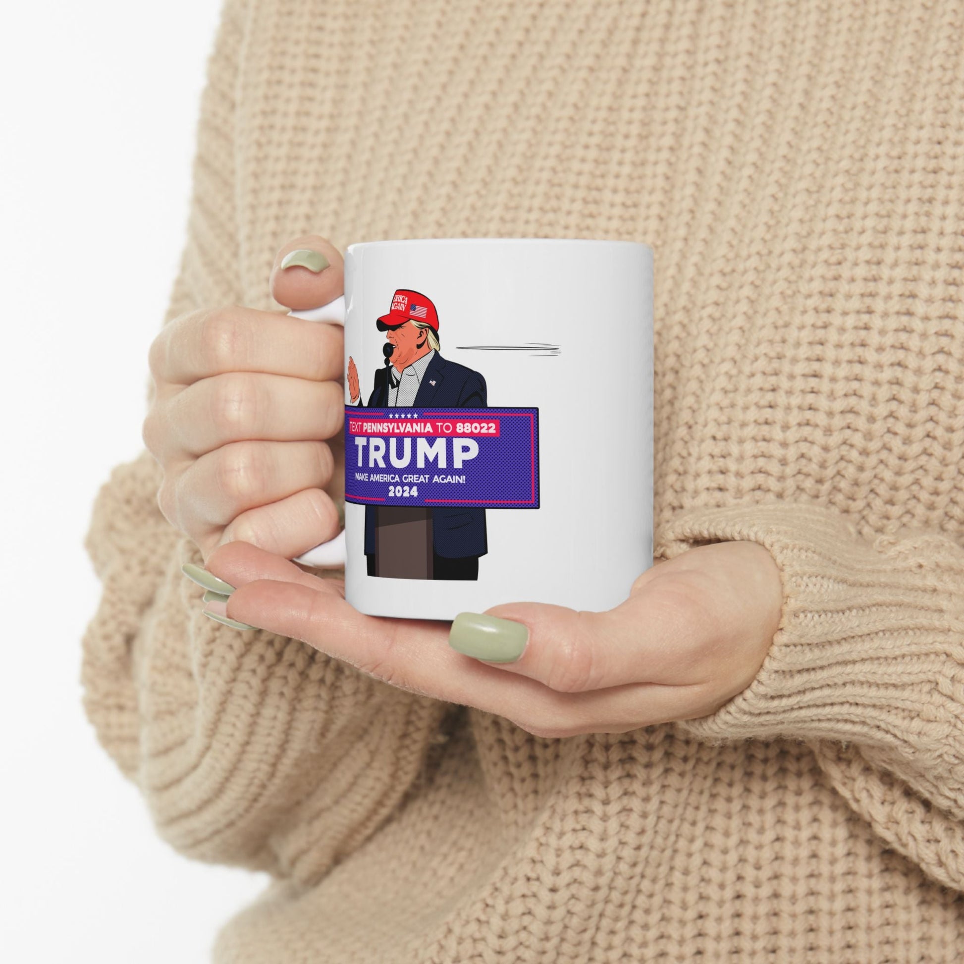 Trump Bullet Dodger [Pop Art] - Ceramic Mug (White, 11oz) - American Apostle - 11oz