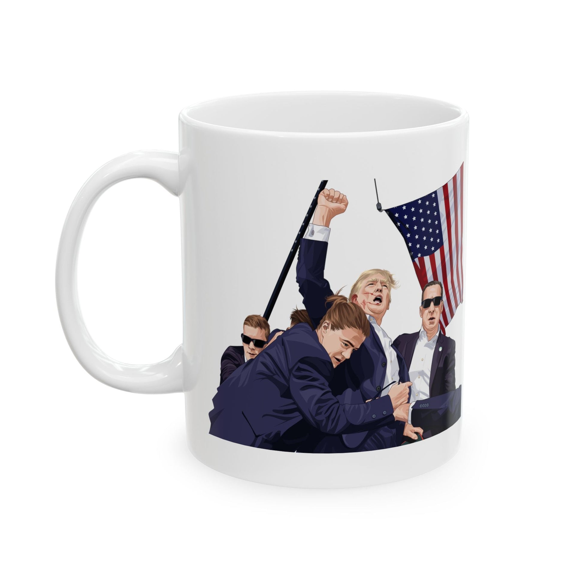 Trump Defiance [Cartoon] - Ceramic Mug (White, 11oz) - American Apostle - 11oz