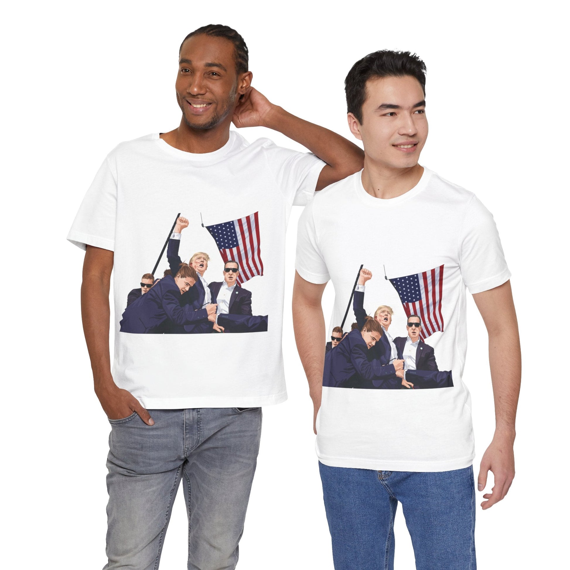 Trump Defiance [Cartoon] - Unisex T - Shirt - American Apostle - White