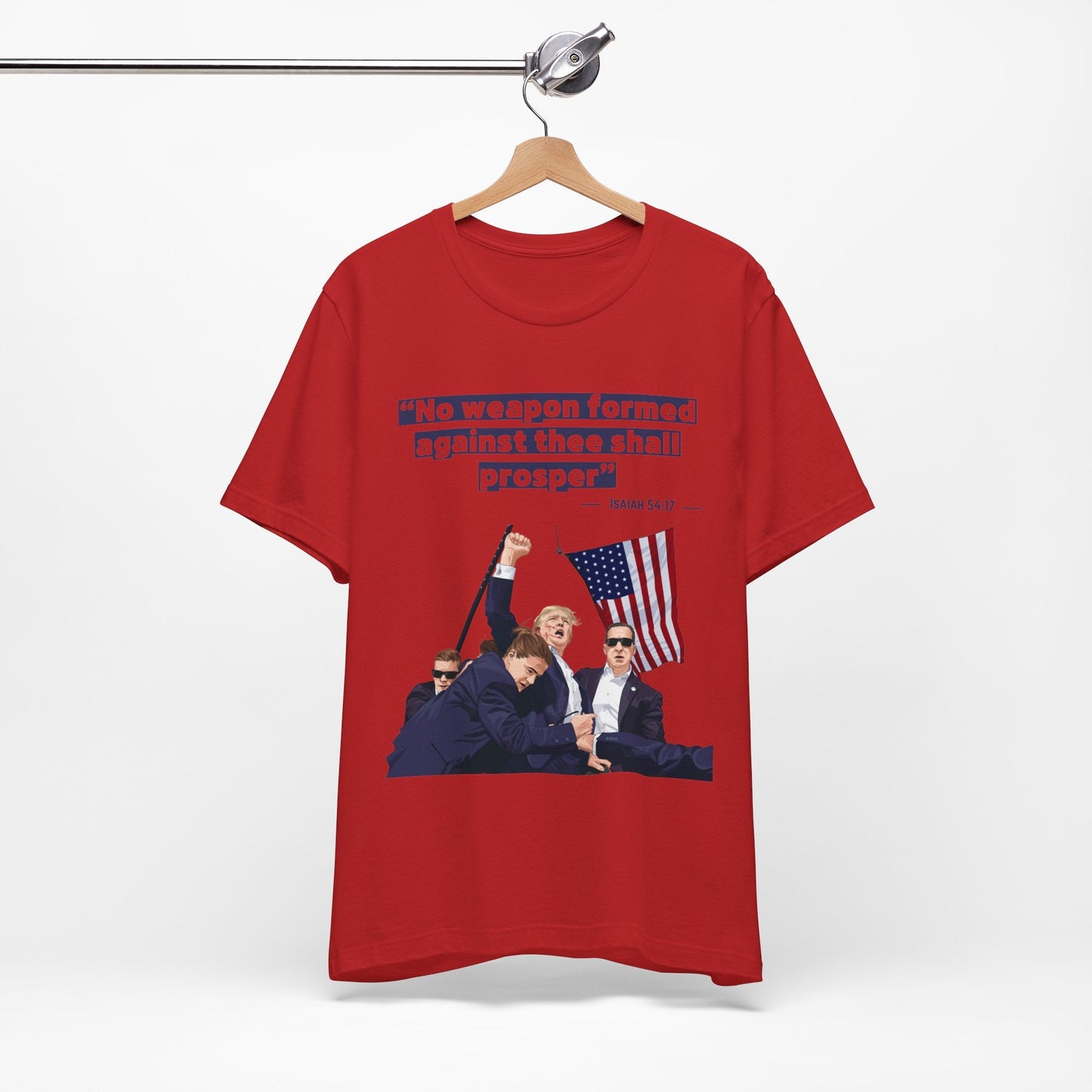 Trump Defiance [Isaiah 54:17] - Unisex T - Shirt - American Apostle - Red