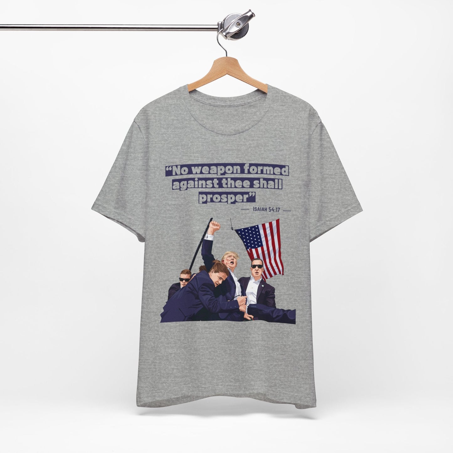 Trump Defiance [Isaiah 54:17] - Unisex T - Shirt - American Apostle - Athletic Heather