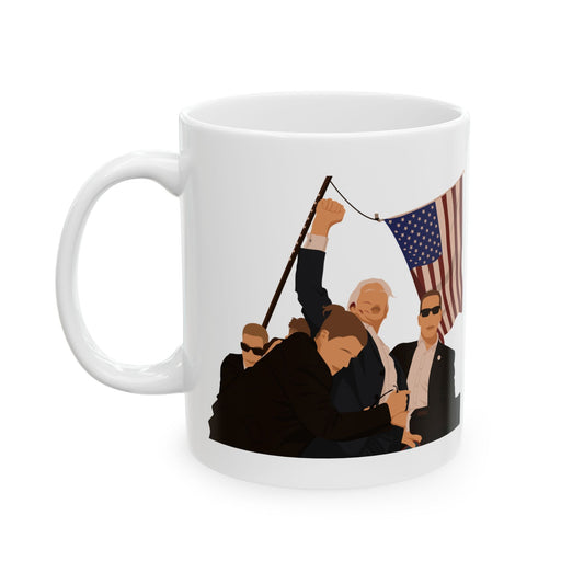 Trump Defiance [Minimalist Vector] - Ceramic Mug (White, 11oz) - American Apostle - 11oz