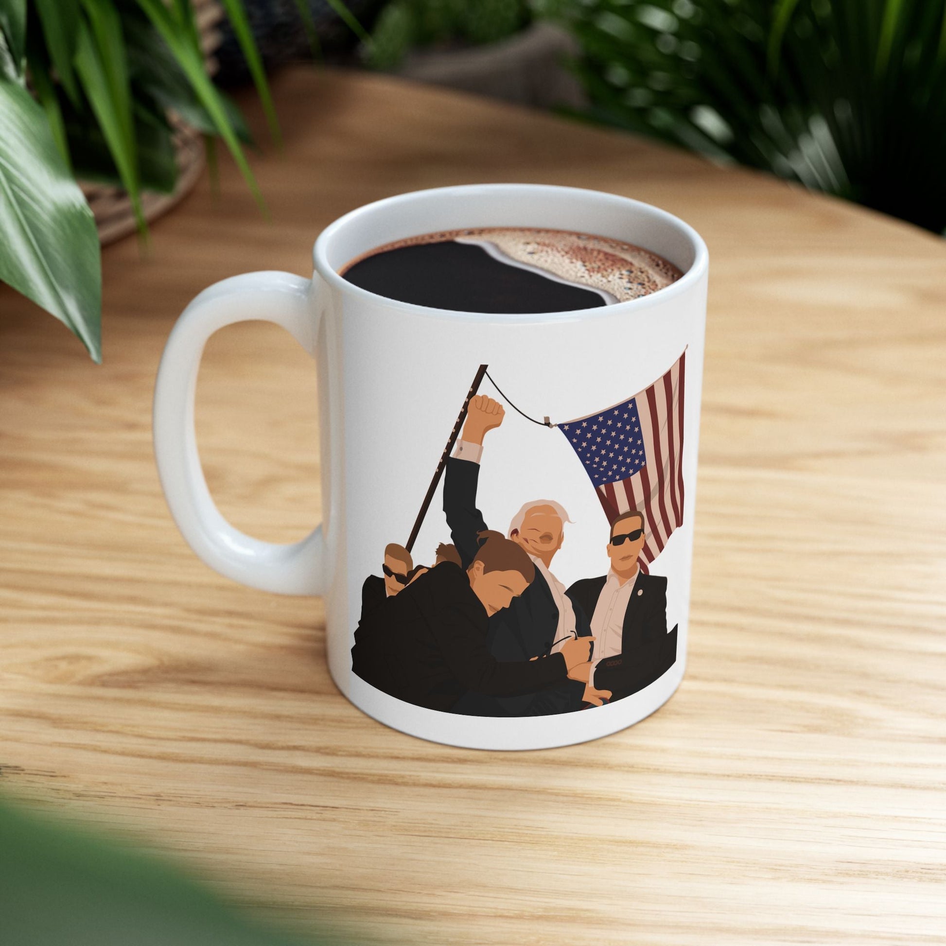 Trump Defiance [Minimalist Vector] - Ceramic Mug (White, 11oz) - American Apostle - 11oz