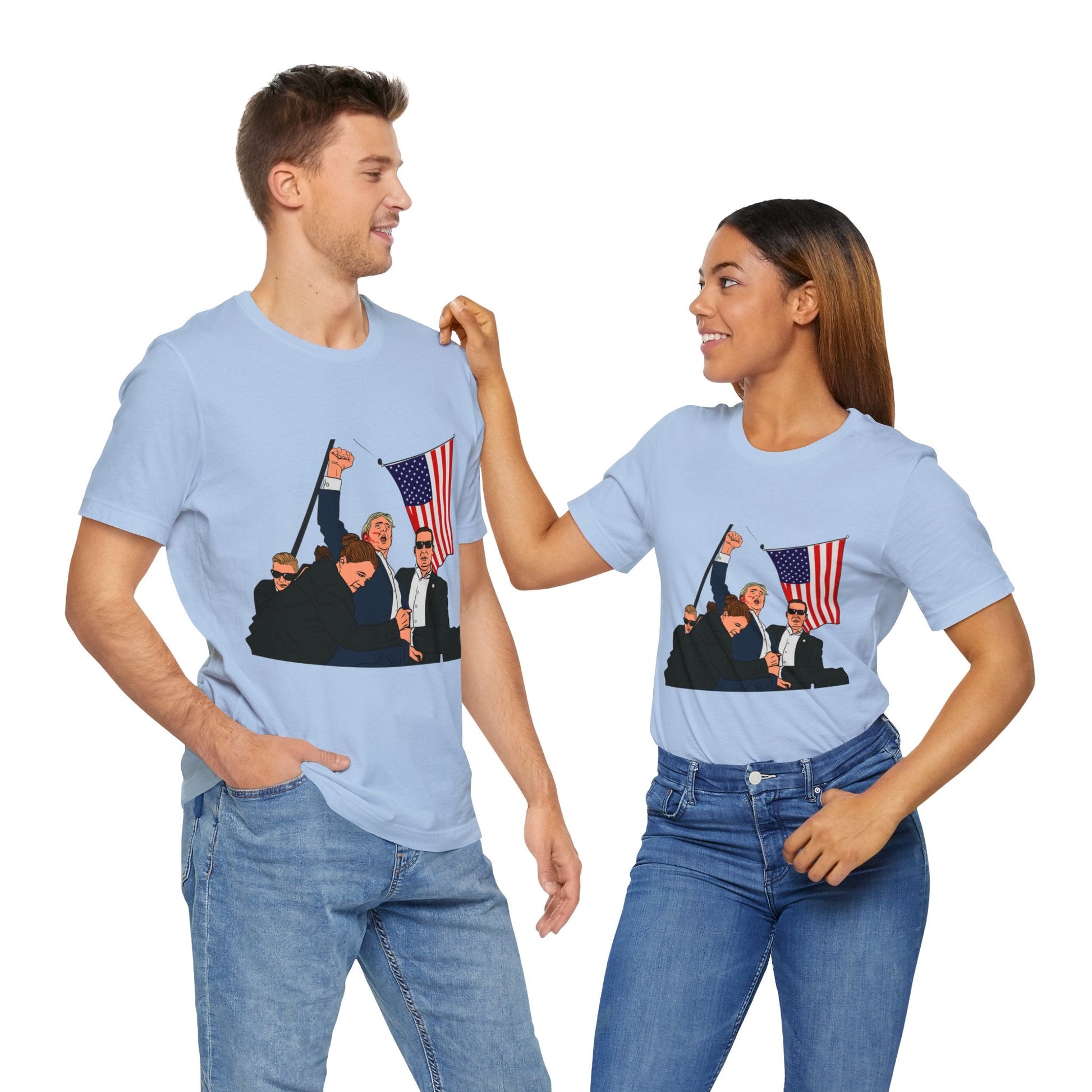 Trump Defiance [Pop Art] - Unisex T - Shirt - American Apostle - Baby Blue