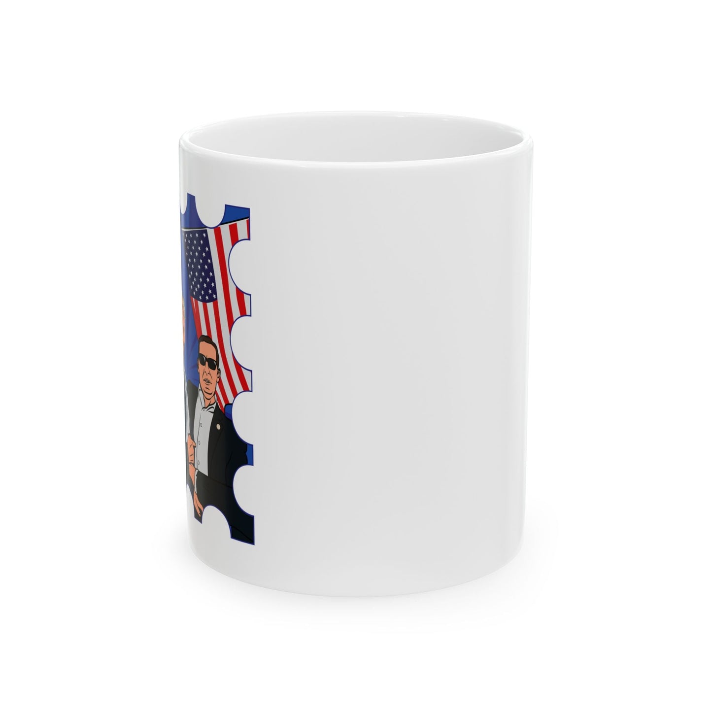 Trump Defiance Postage Stamp [Pop Art] - Ceramic Mug (White, 11oz) - American Apostle - 11oz