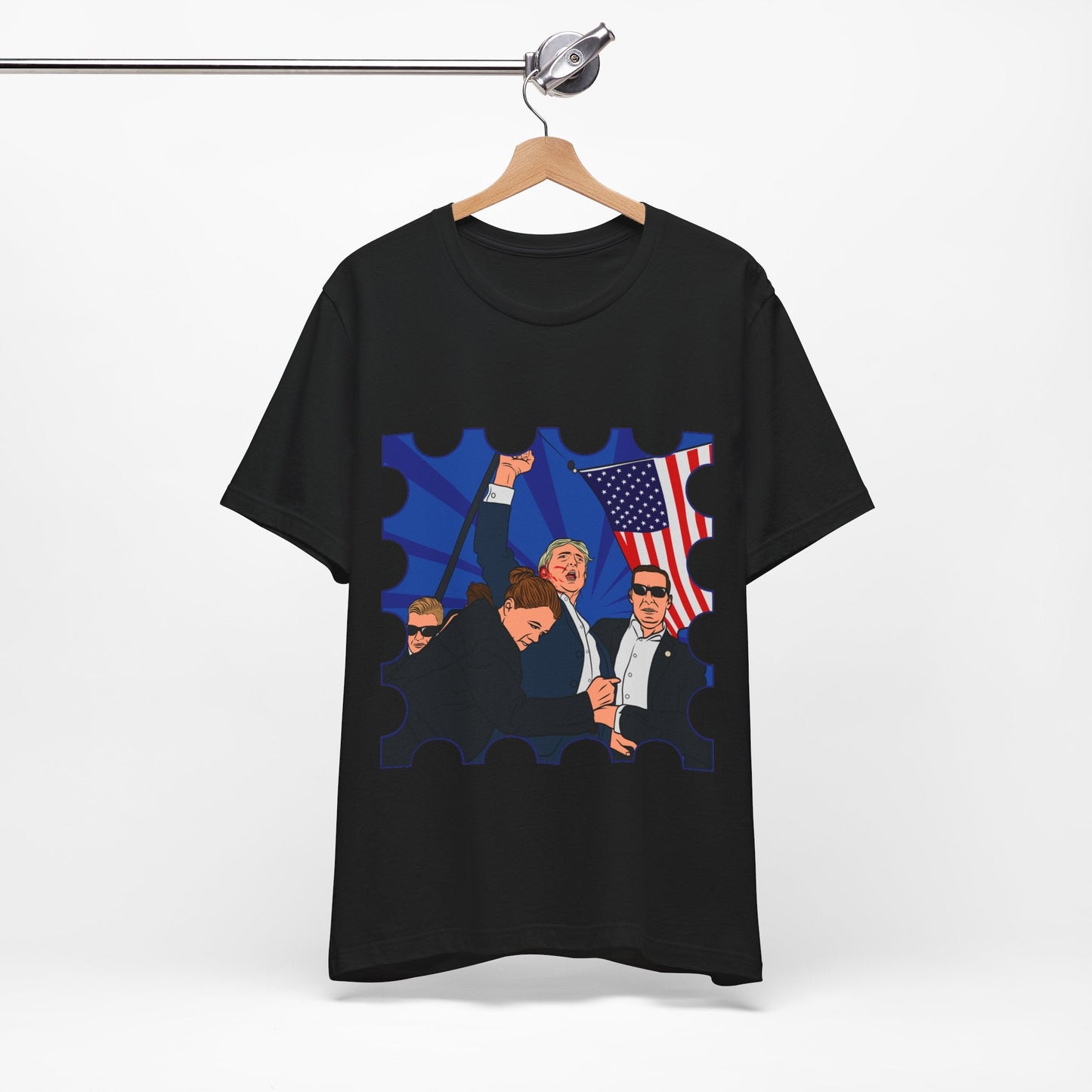 Trump Defiance Postage Stamp [Pop Art] - Unisex T - Shirt - American Apostle - Athletic Heather