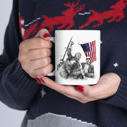 Trump Defiance [Scribble Art] - Ceramic Mug (White, 11oz) - American Apostle - 11oz