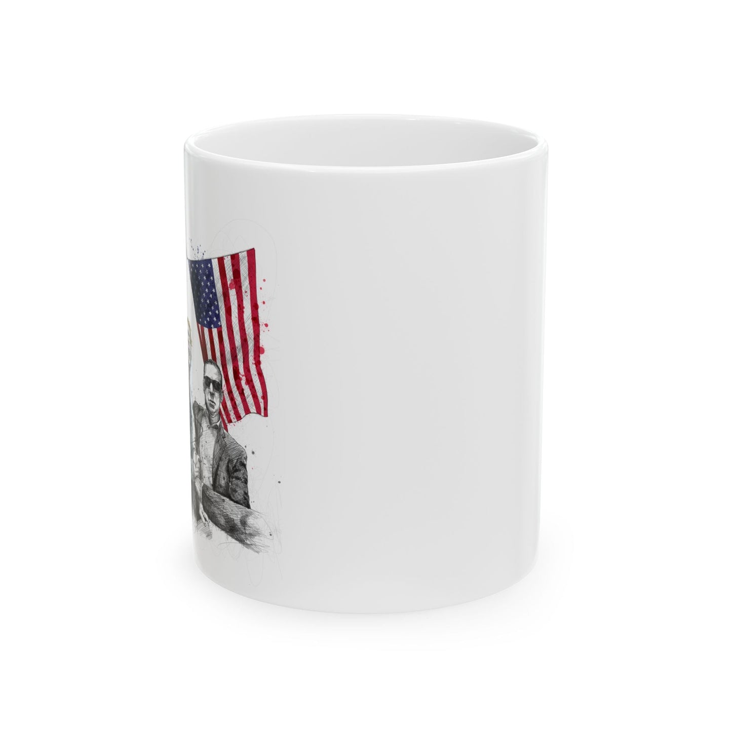 Trump Defiance [Scribble Art] - Ceramic Mug (White, 11oz) - American Apostle - 11oz