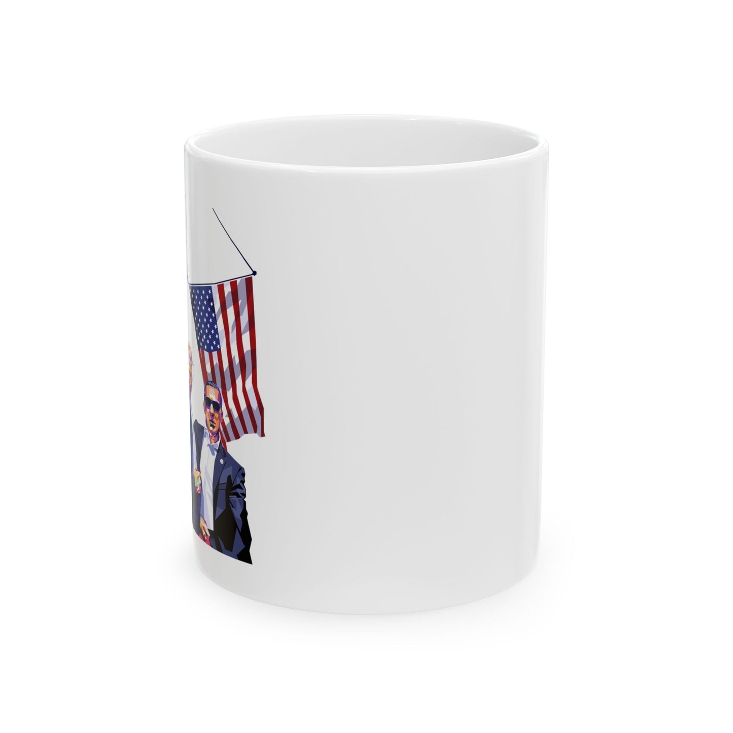 Trump Defiance [WPAP Art] - Ceramic Mug (White, 11oz) - American Apostle - 11oz