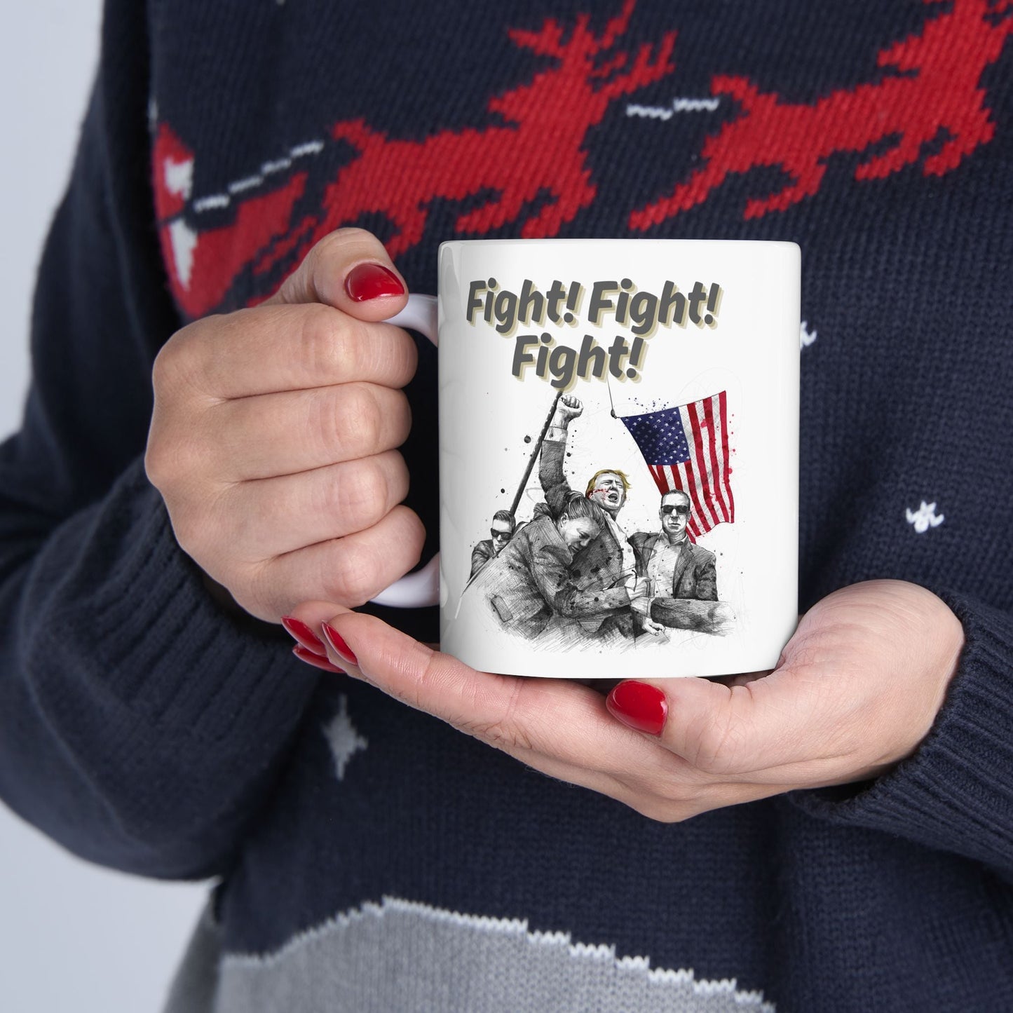 Trump Fight! Fight! Fight! - Ceramic Mug (White, 11oz) - American Apostle - 11oz