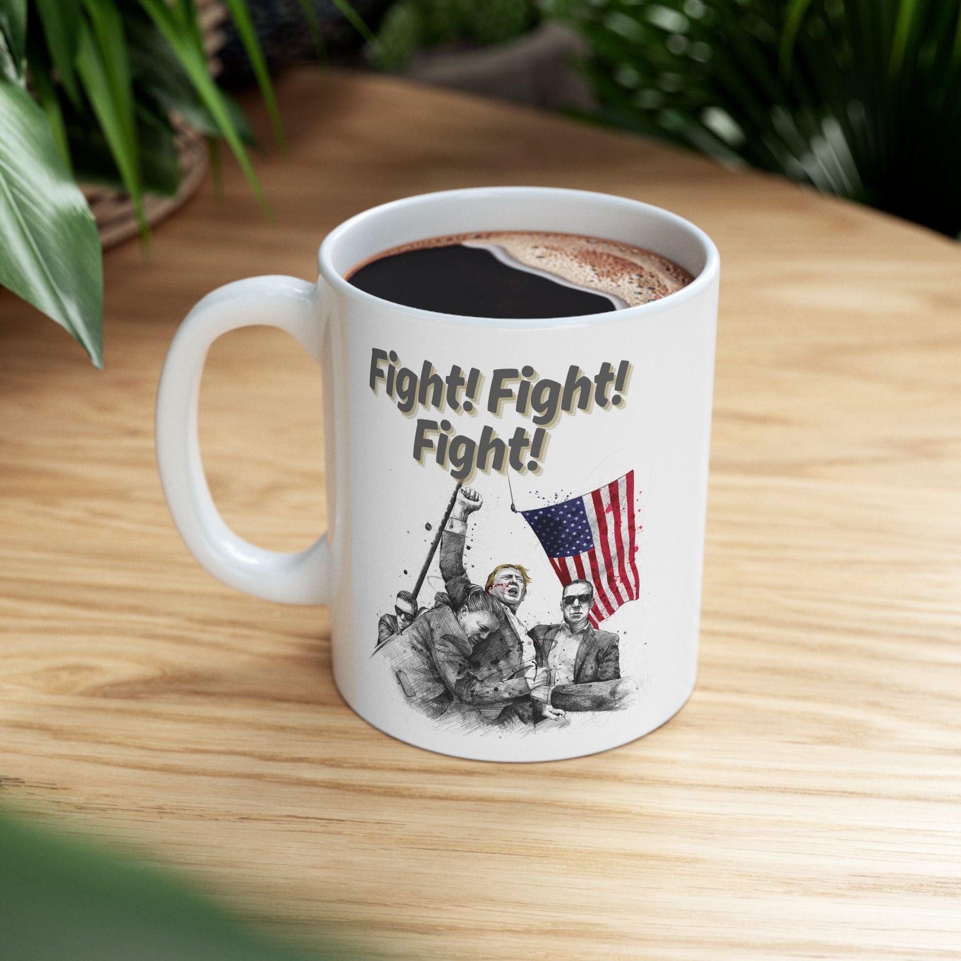 Trump Fight! Fight! Fight! - Ceramic Mug (White, 11oz) - American Apostle - 11oz