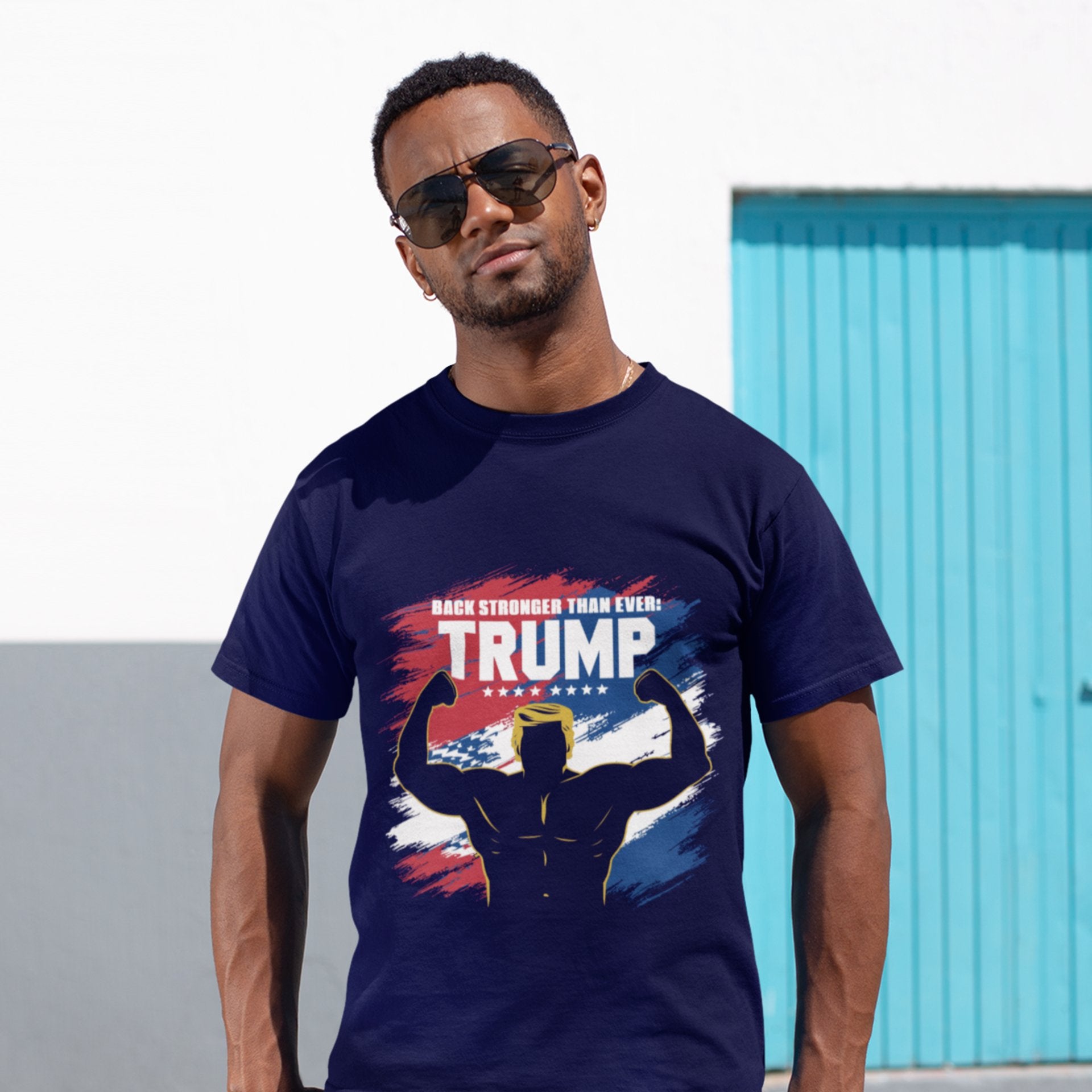 Trump Muscle Shirt - Unisex T - Shirt - American Apostle - Navy