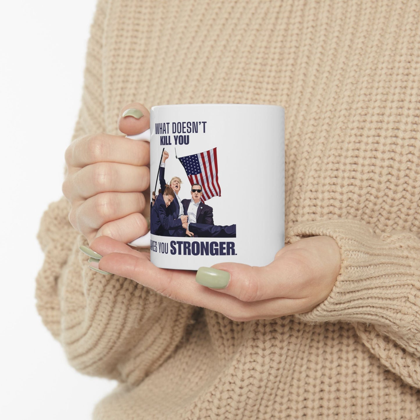 Trump STRONGER - Ceramic Mug (White, 11oz) - American Apostle - 11oz