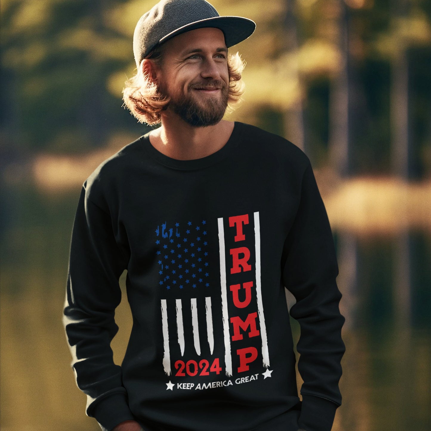 Trump USA Flag - Unisex Sweatshirt - American Apostle - Black