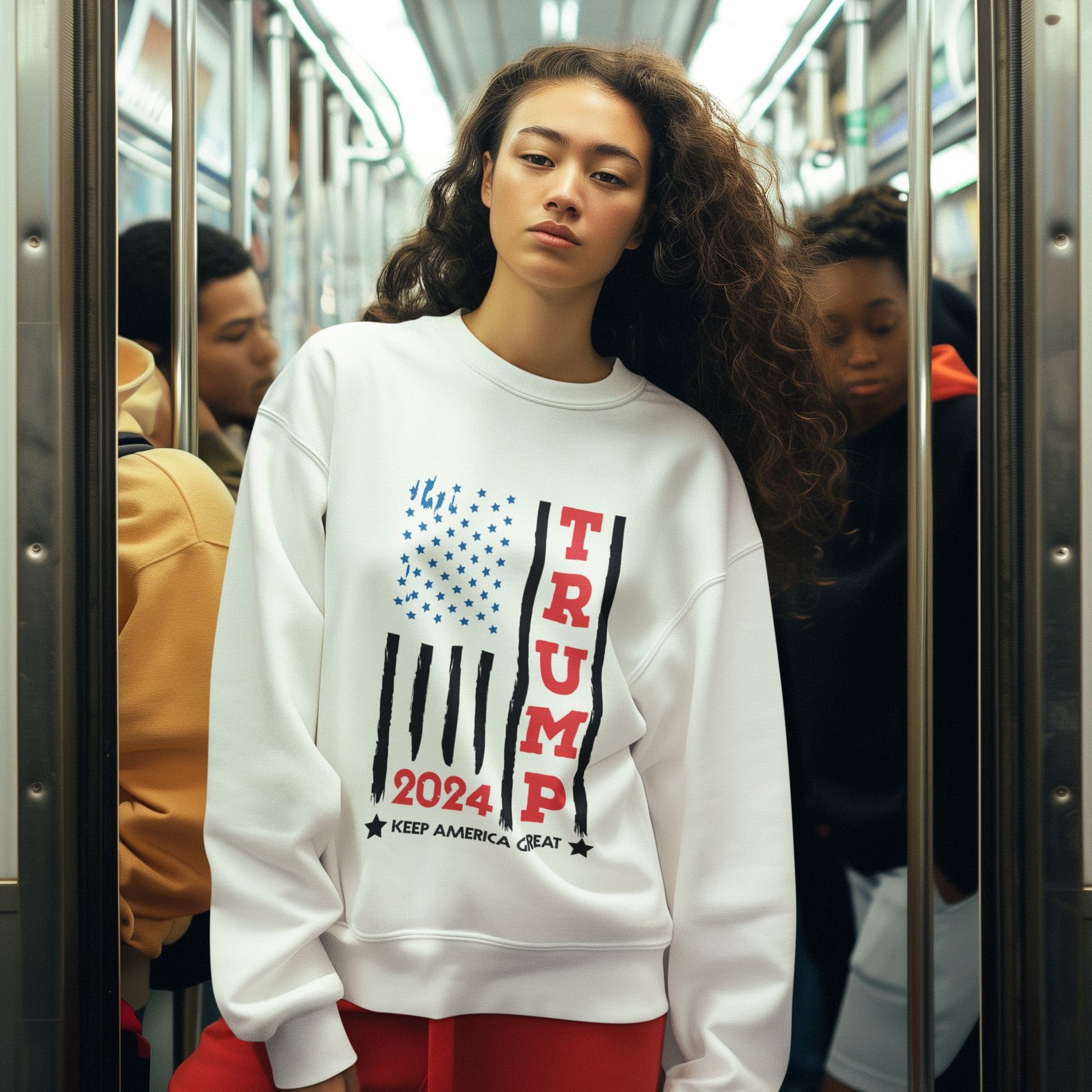 Trump USA Flag - Unisex Sweatshirt - American Apostle - White