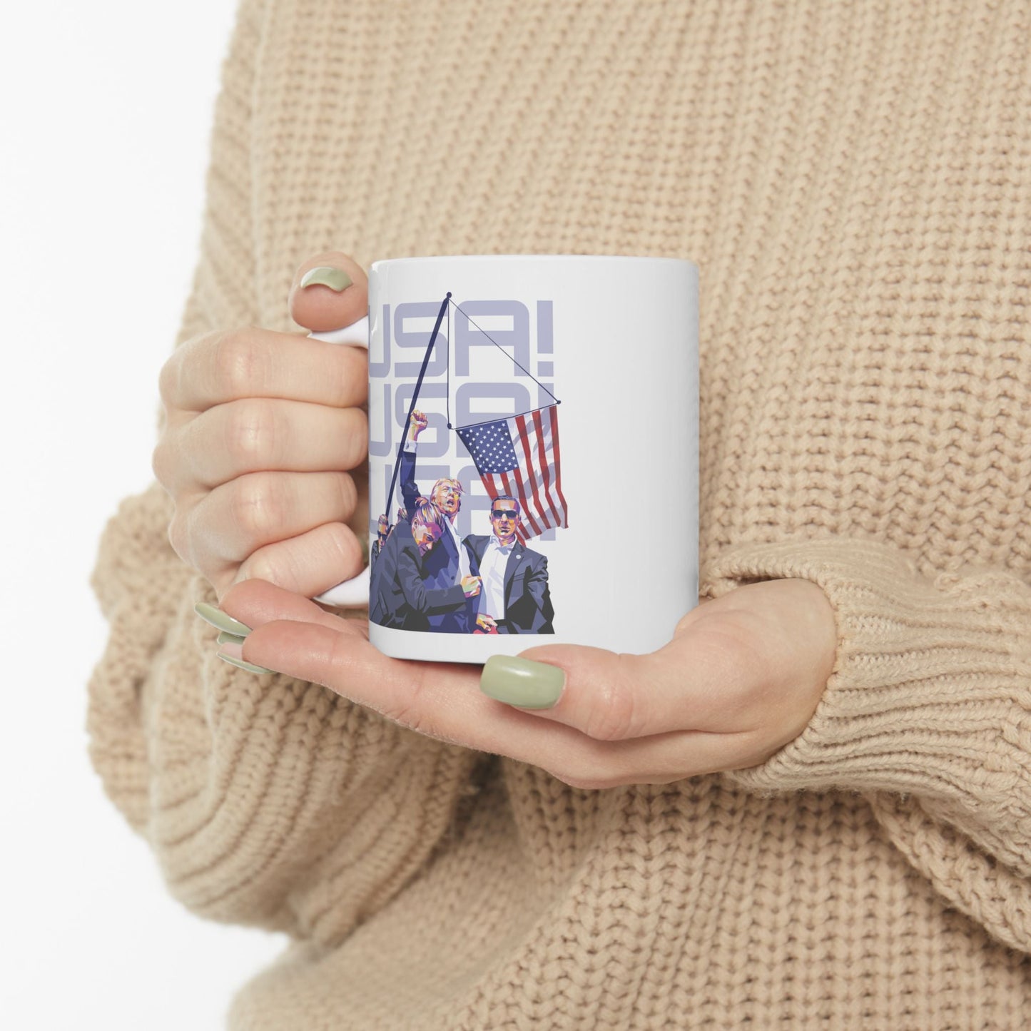 Trump USA! USA! USA! - Ceramic Mug (White, 11oz) - American Apostle - 11oz