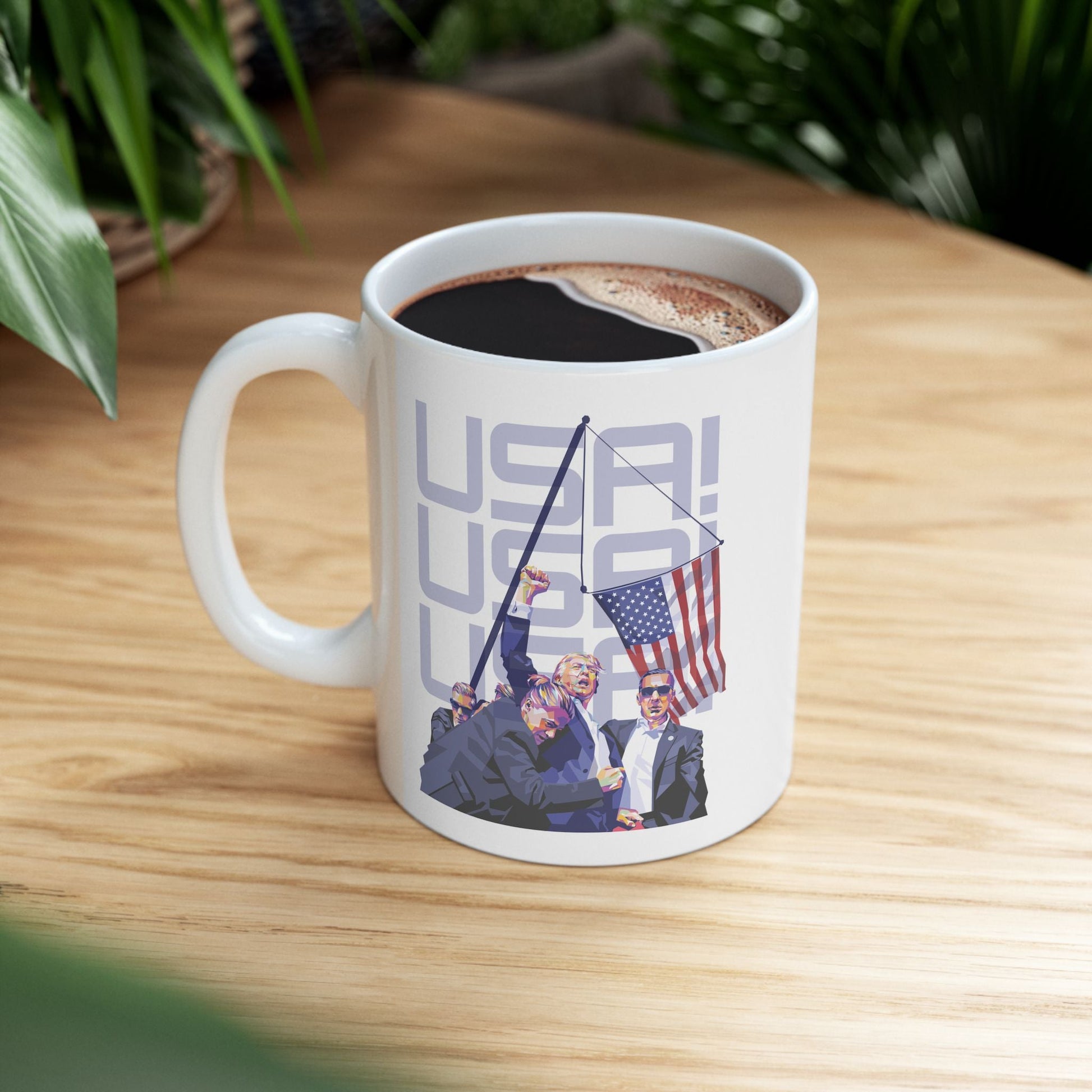 Trump USA! USA! USA! - Ceramic Mug (White, 11oz) - American Apostle - 11oz