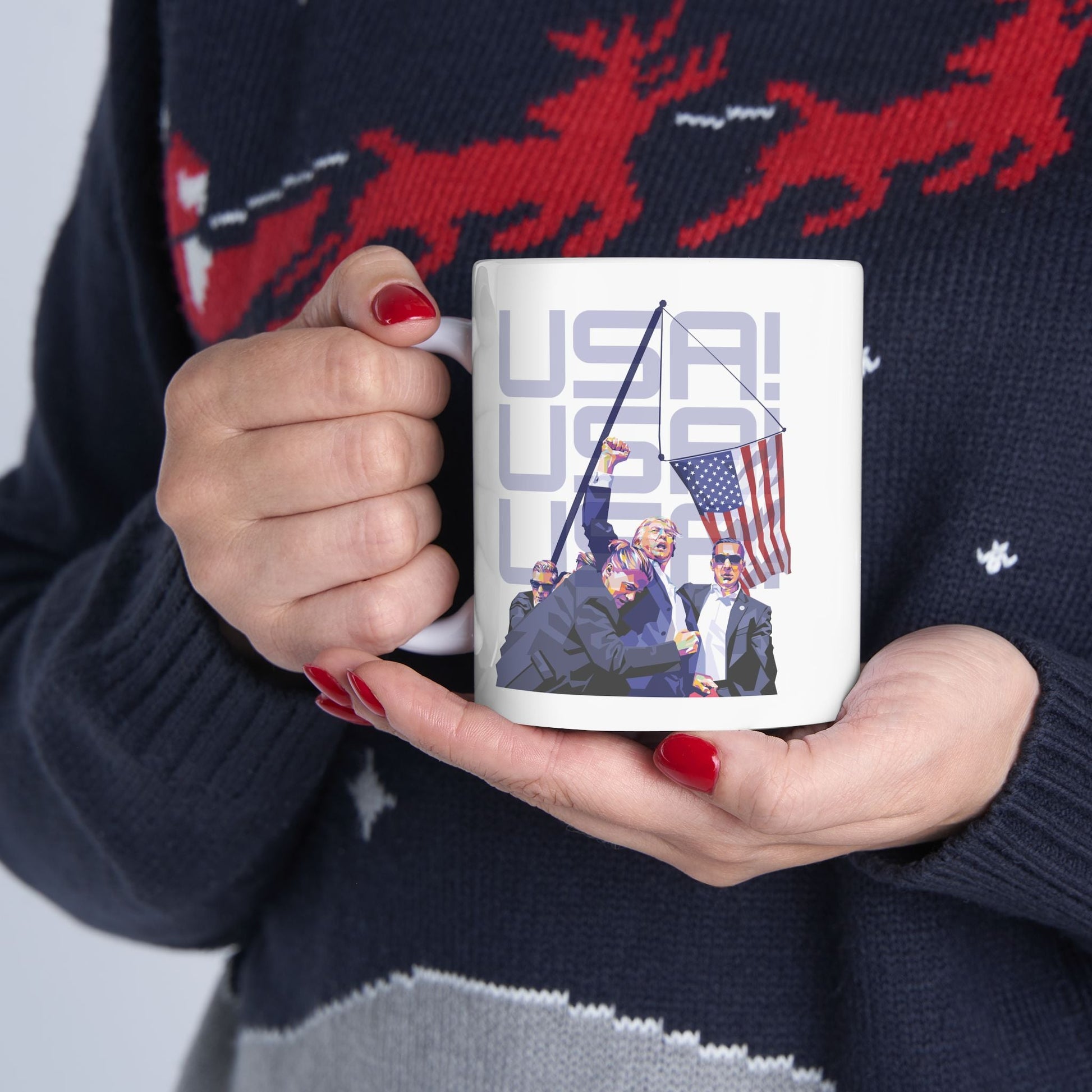 Trump USA! USA! USA! - Ceramic Mug (White, 11oz) - American Apostle - 11oz