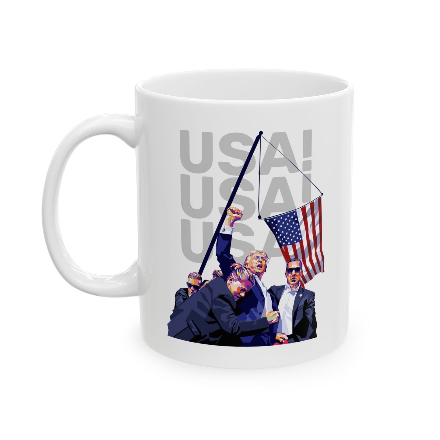 Trump USA! USA! USA! II - Ceramic Mug (White, 11oz) - American Apostle - 11oz