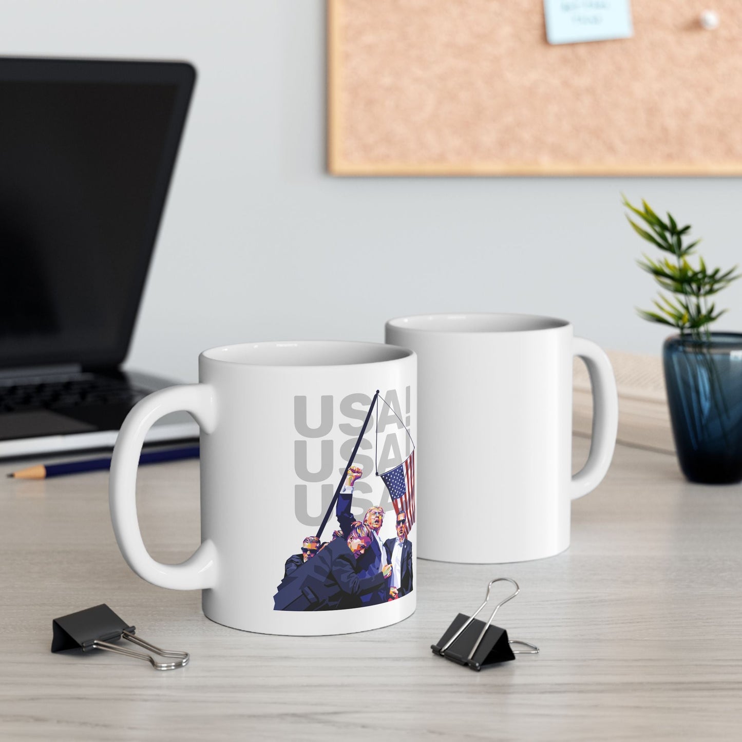 Trump USA! USA! USA! II - Ceramic Mug (White, 11oz) - American Apostle - 11oz