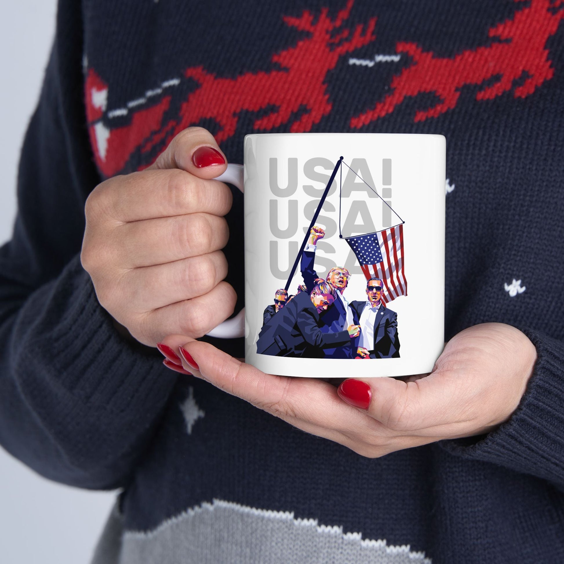 Trump USA! USA! USA! II - Ceramic Mug (White, 11oz) - American Apostle - 11oz